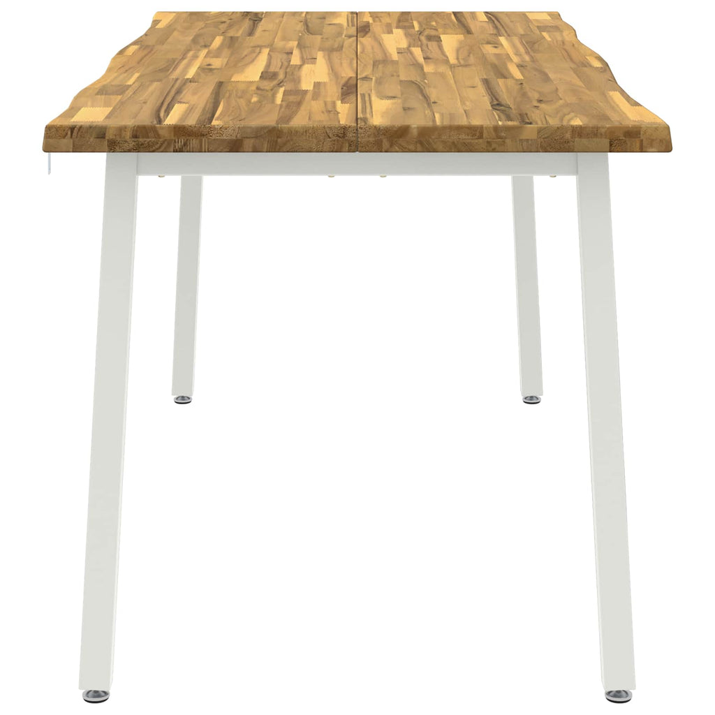 vidaXL Stół jadalny z naturalną krawędzią 160 x 80 x 75 cm Biały