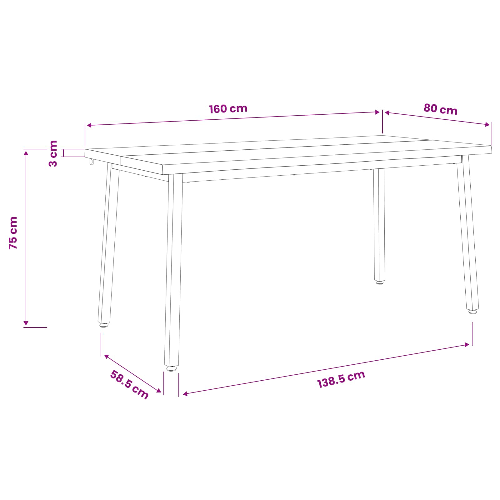 vidaXL Stół jadalny z naturalną krawędzią 160 x 80 x 75 cm Biały