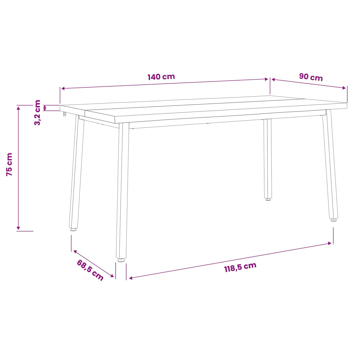 vidaXL Stół jadalny z naturalną krawędzią 140 x 90 x 75 cm Ciemny brąz