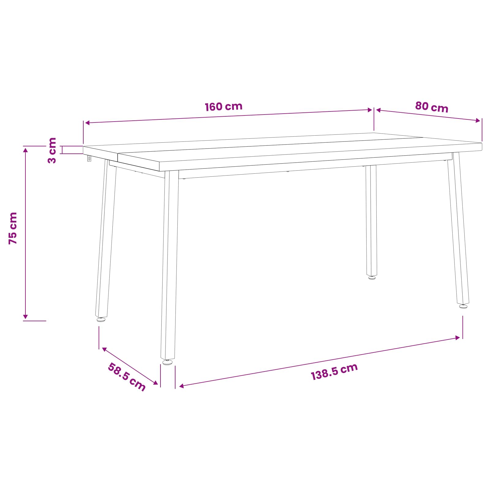 vidaXL Kwadratowy stół do jedzenia 160 x 80 x 75 cm Lite Drewno Akacji