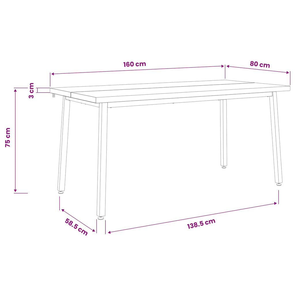 vidaXL Kwadratowy stół do jedzenia 160 x 80 x 75 cm Lite Drewno Akacji