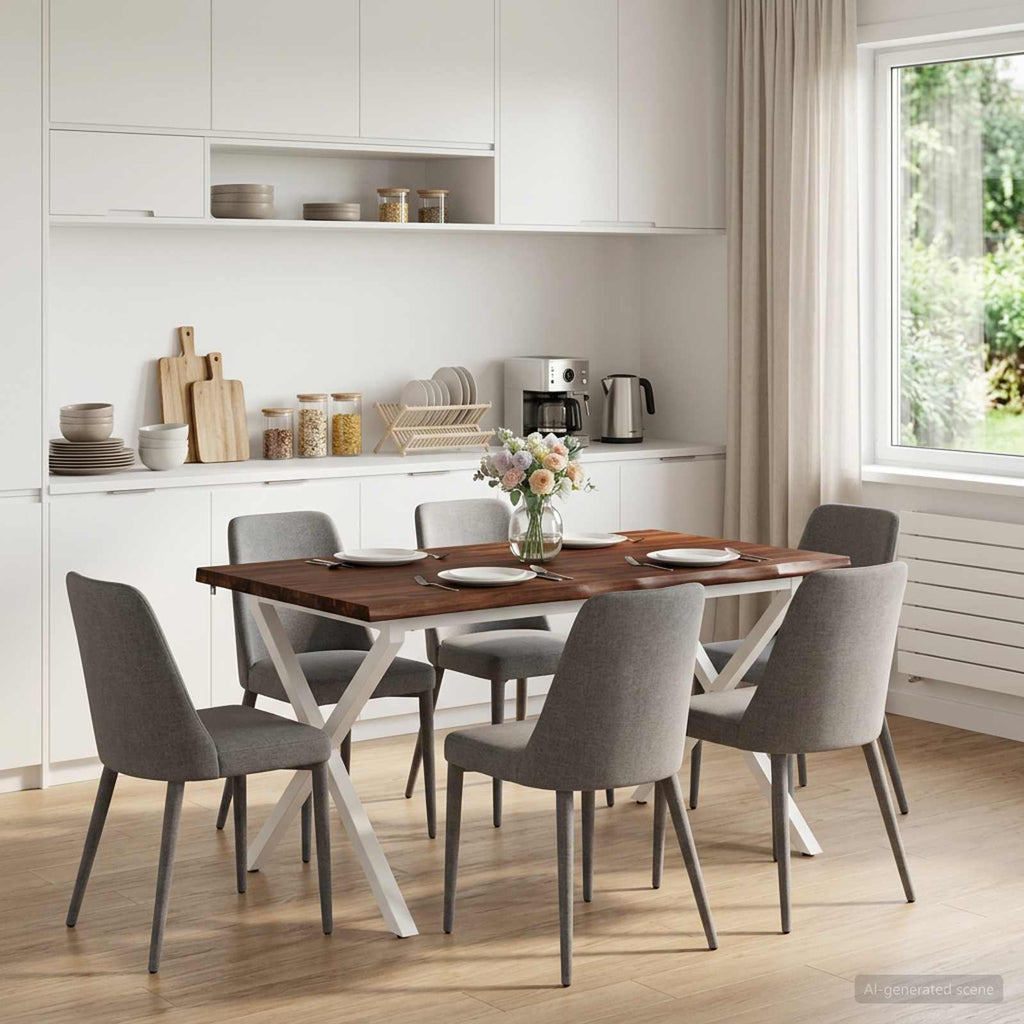 vidaXL Stół jadalny z naturalną krawędzią 140 x 80 x 75 cm Ciemny brąz