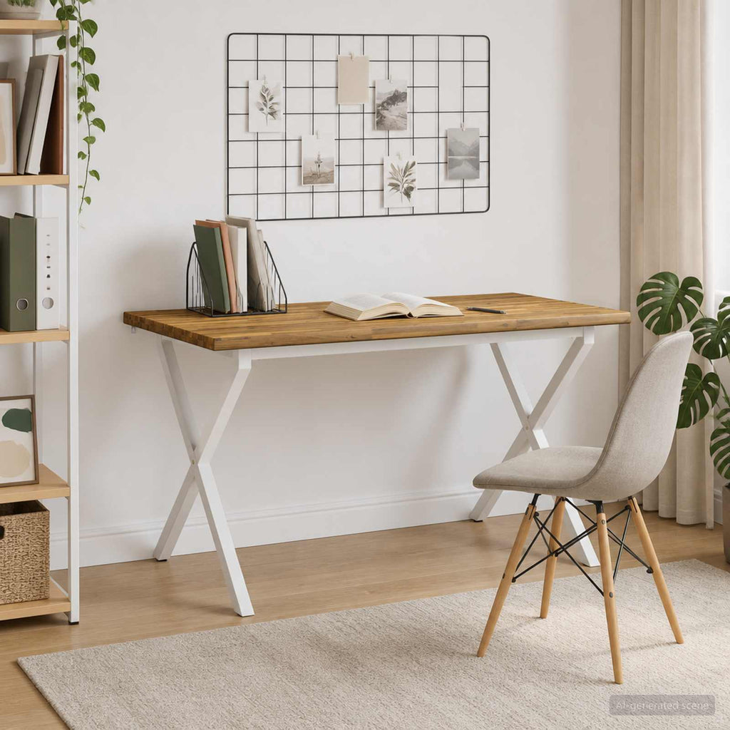 vidaXL Stół jadalny z naturalną krawędzią 140 x 80 x 75 cm Biały