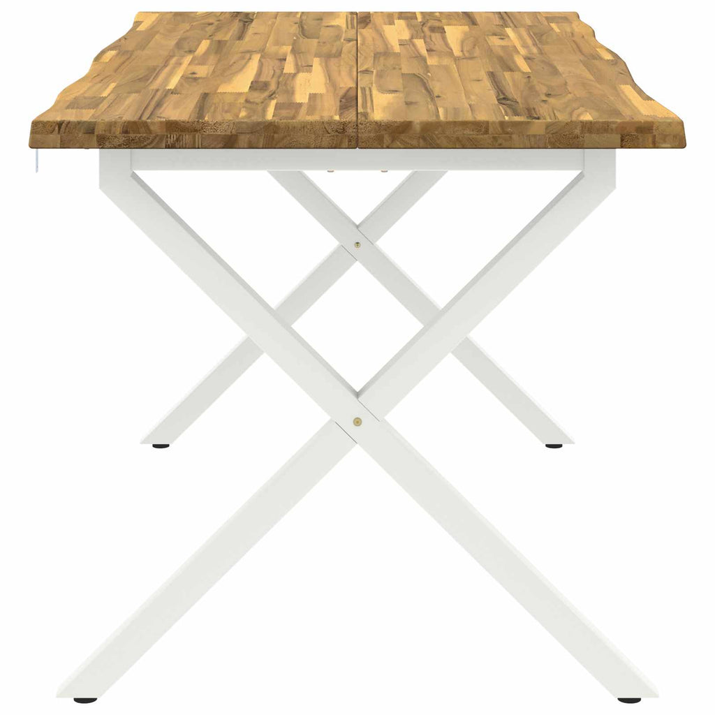 vidaXL Stół jadalny z naturalną krawędzią 140 x 80 x 75 cm Biały
