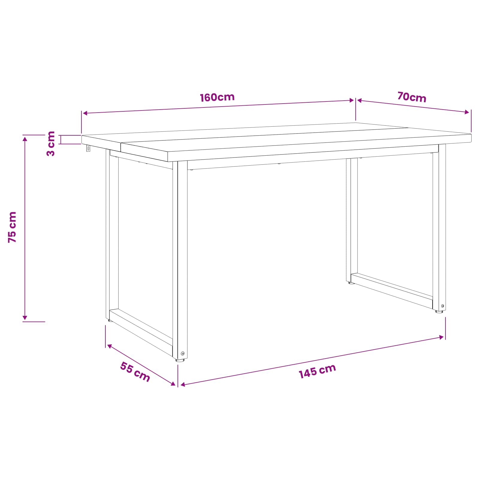 vidaXL Kwadratowy stół do jedzenia 160 x 70 x 75 cm Lite Drewno Akacji