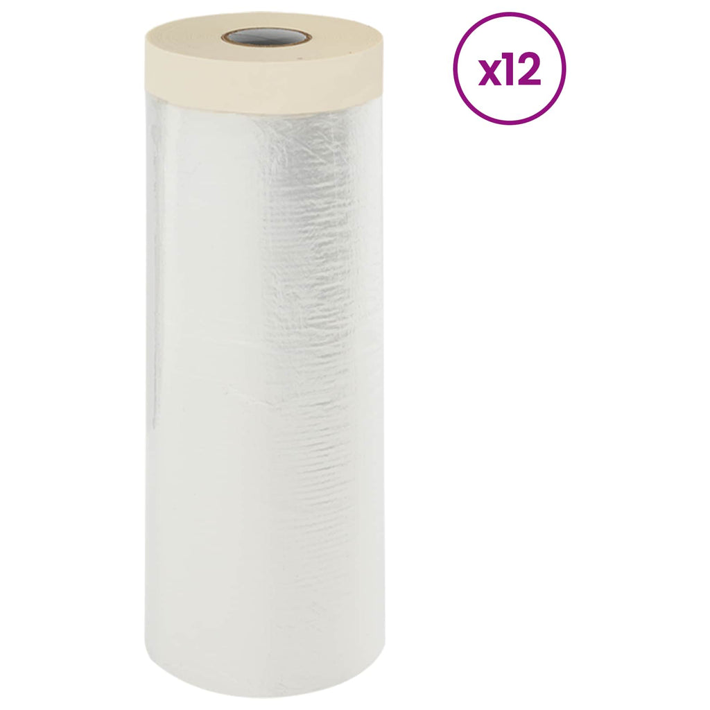 vidaXL Arkusz ochronny z taśmą klejącą 12 pcs 240 x 2000 cm HDPE