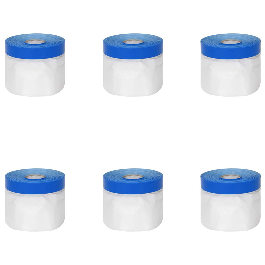 vidaXL Folia maskująca z taśmą klejącą 6 pcs Przezroczysty i niebieski