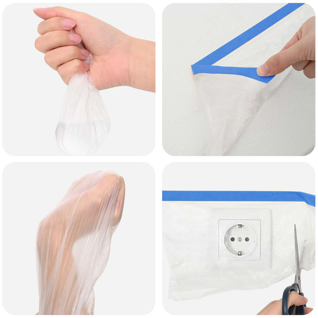 vidaXL Folia maskująca z taśmą klejącą 6 pcs Przezroczysty i niebieski