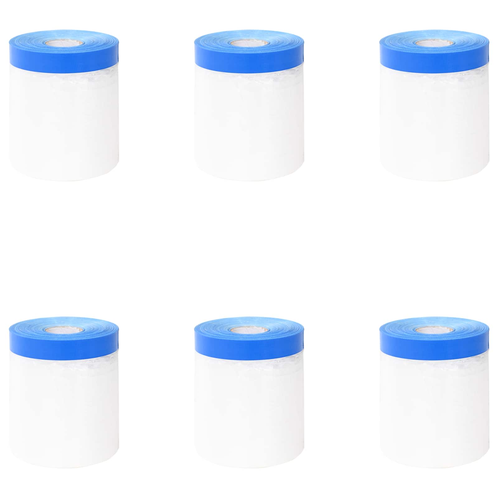 vidaXL Folia maskująca z taśmą klejącą 6 pcs Przezroczysty i niebieski