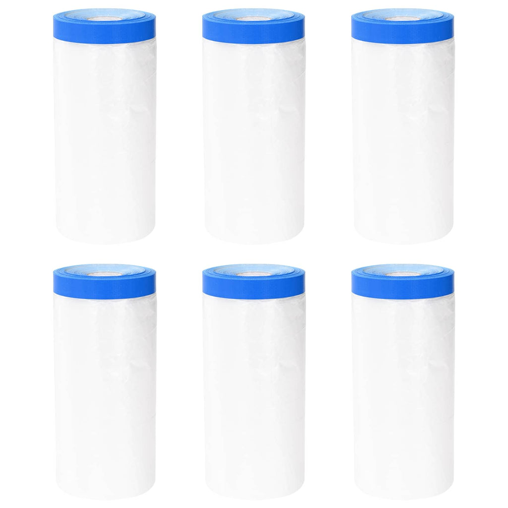 vidaXL Folia maskująca z taśmą klejącą 6 pcs Przezroczysty i niebieski