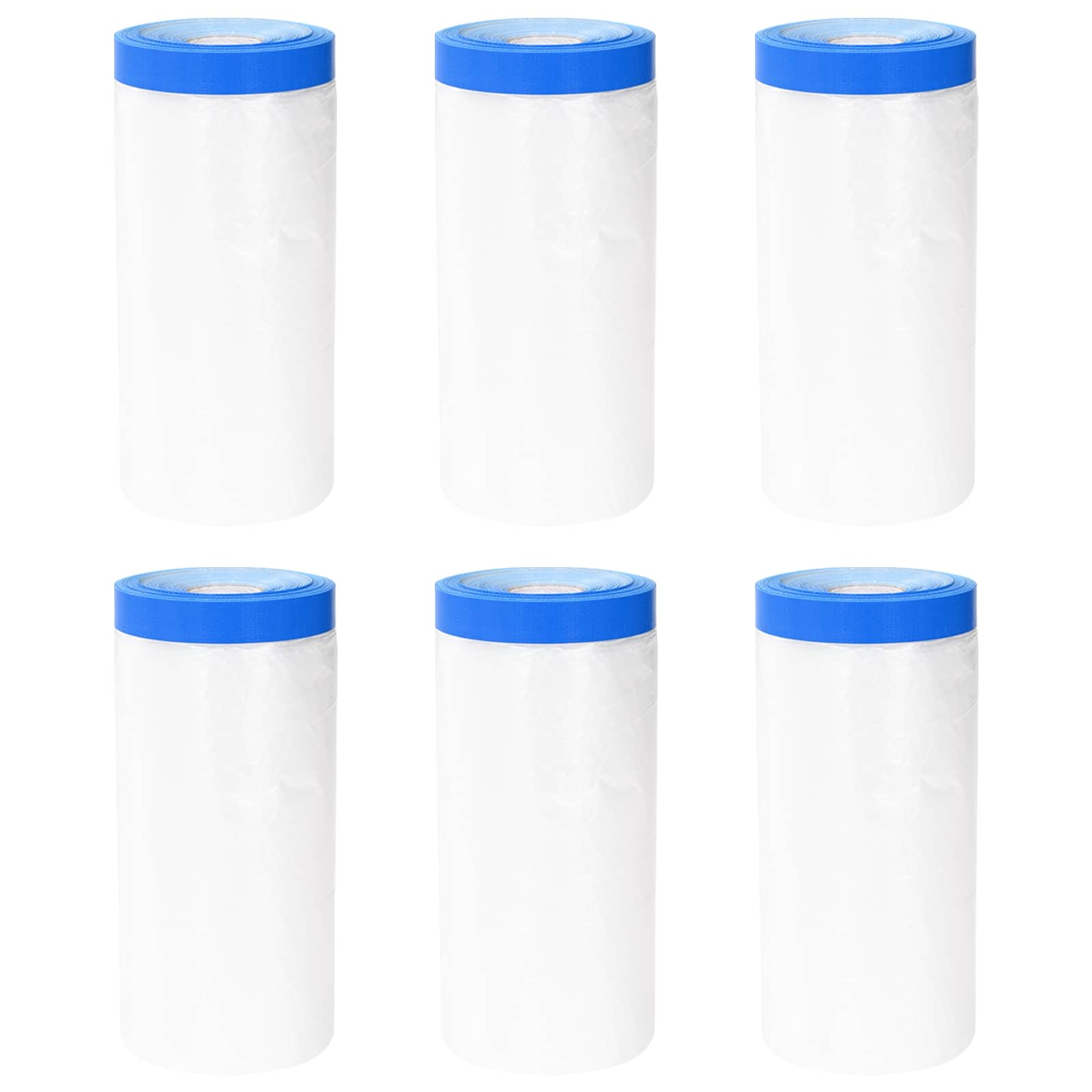 vidaXL Folia maskująca z taśmą klejącą 6 pcs Przezroczysty i niebieski