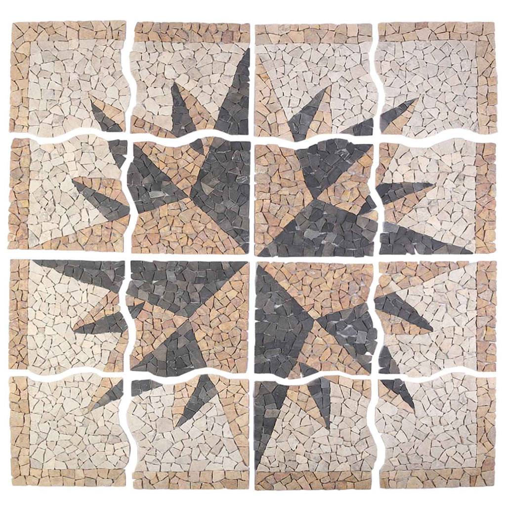 vidaXL Mozaikowe płytki z wzorem wiatru Wielokolorowe 120 x 120 cm