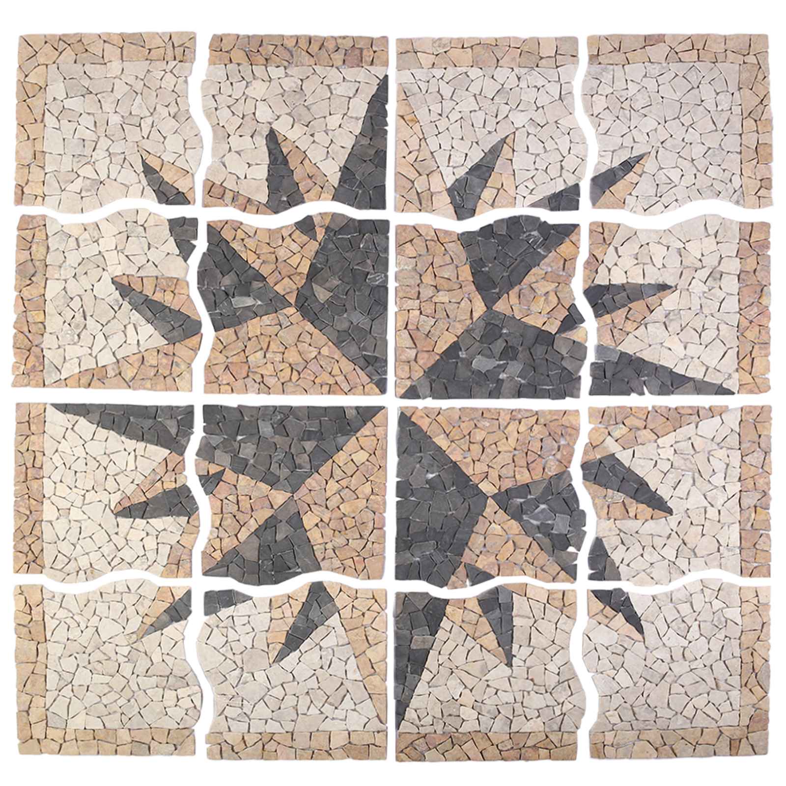 vidaXL Mozaikowe płytki z wzorem wiatru Wielokolorowe 120 x 120 cm