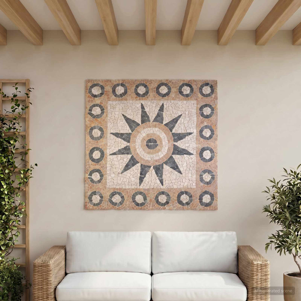 vidaXL Wzór Kwiatów z Płytek Mozaikowych Wielokolorowe 120 x 120 cm