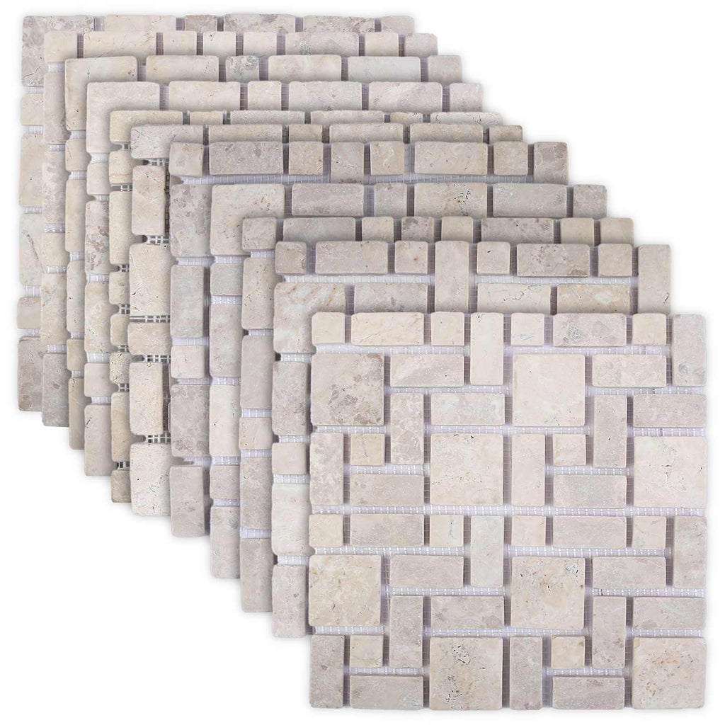 vidaXL Płytki Mozaikowe kremowy 30 x 30 cm Marmur