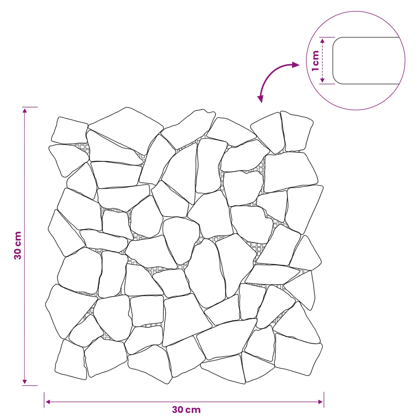 vidaXL Płytki Mozaikowe czerwony 30 x 30 cm Marmur