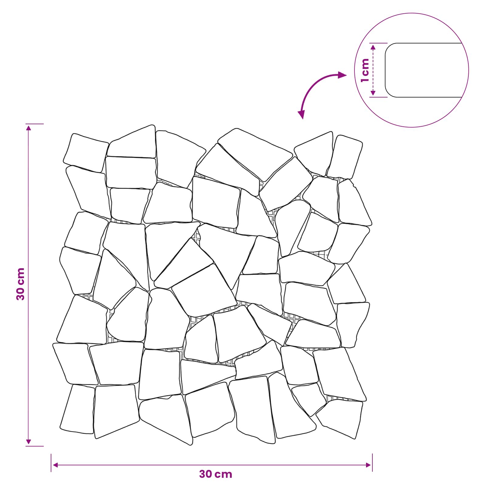 vidaXL Płytki Mozaikowe ciemnoszary 30 x 30 cm Marmur