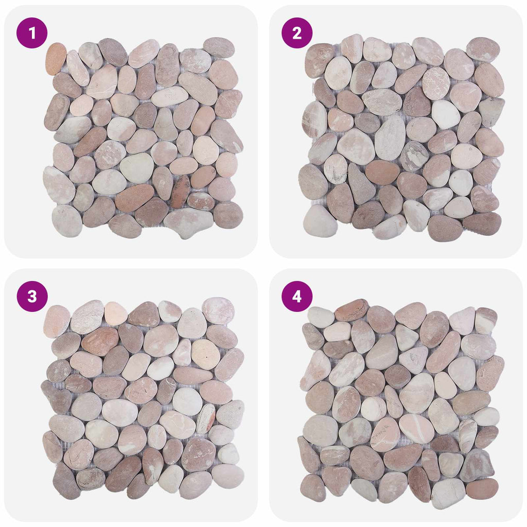 vidaXL Płytki Pebble Beżowy i blady róż 30 x 30 cm Kamień rzeczny