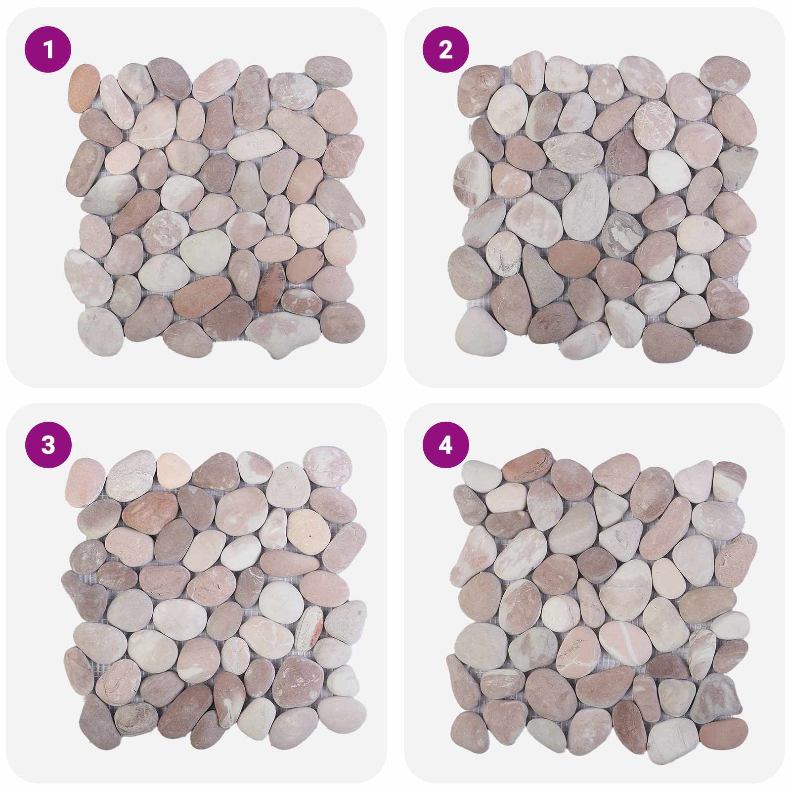 vidaXL Płytki Pebble Beżowy i blady róż 30 x 30 cm Kamień rzeczny