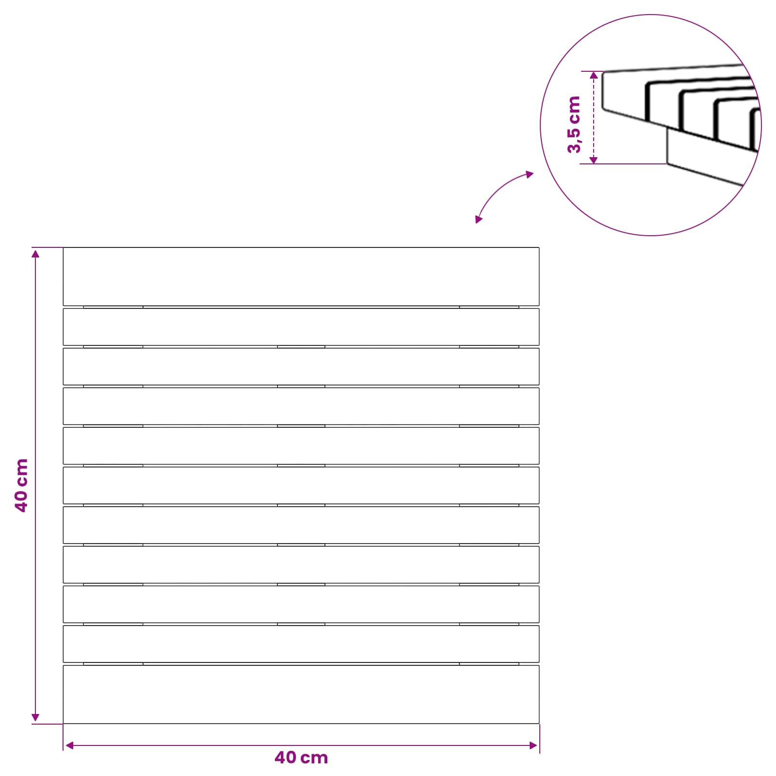 vidaXL Blat stołu 40 x 40 x 3,5 cm Kwadrat Lite drewno teakowe