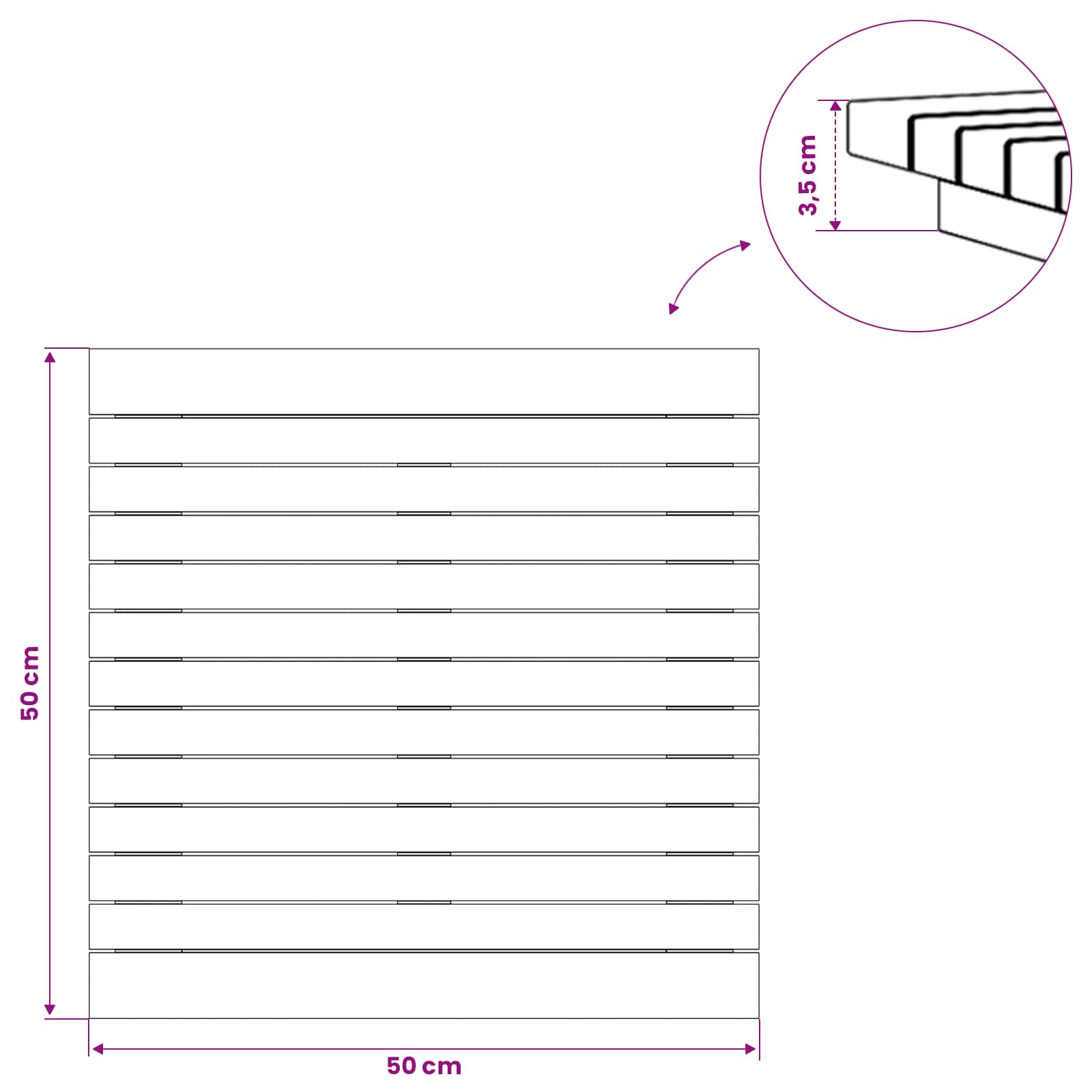 vidaXL Blat stołu 50 x 50 x 3,5 cm Kwadrat Lite drewno teakowe