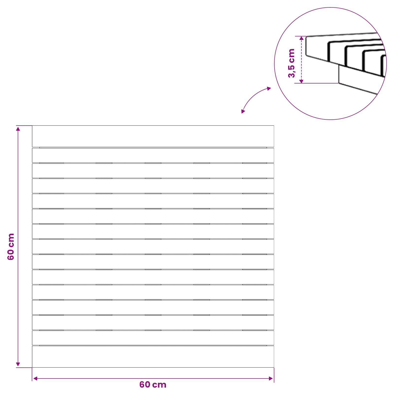 vidaXL Blat stołu 60 x 60 x 3,5 cm Kwadrat Lite drewno teakowe