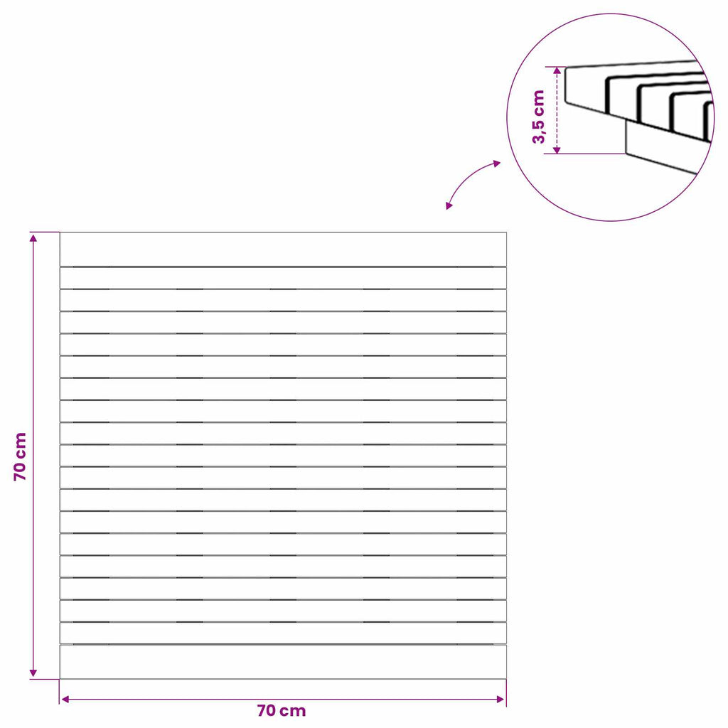 vidaXL Blat stołu 70 x 70 x 3,5 cm Kwadrat Lite drewno teakowe