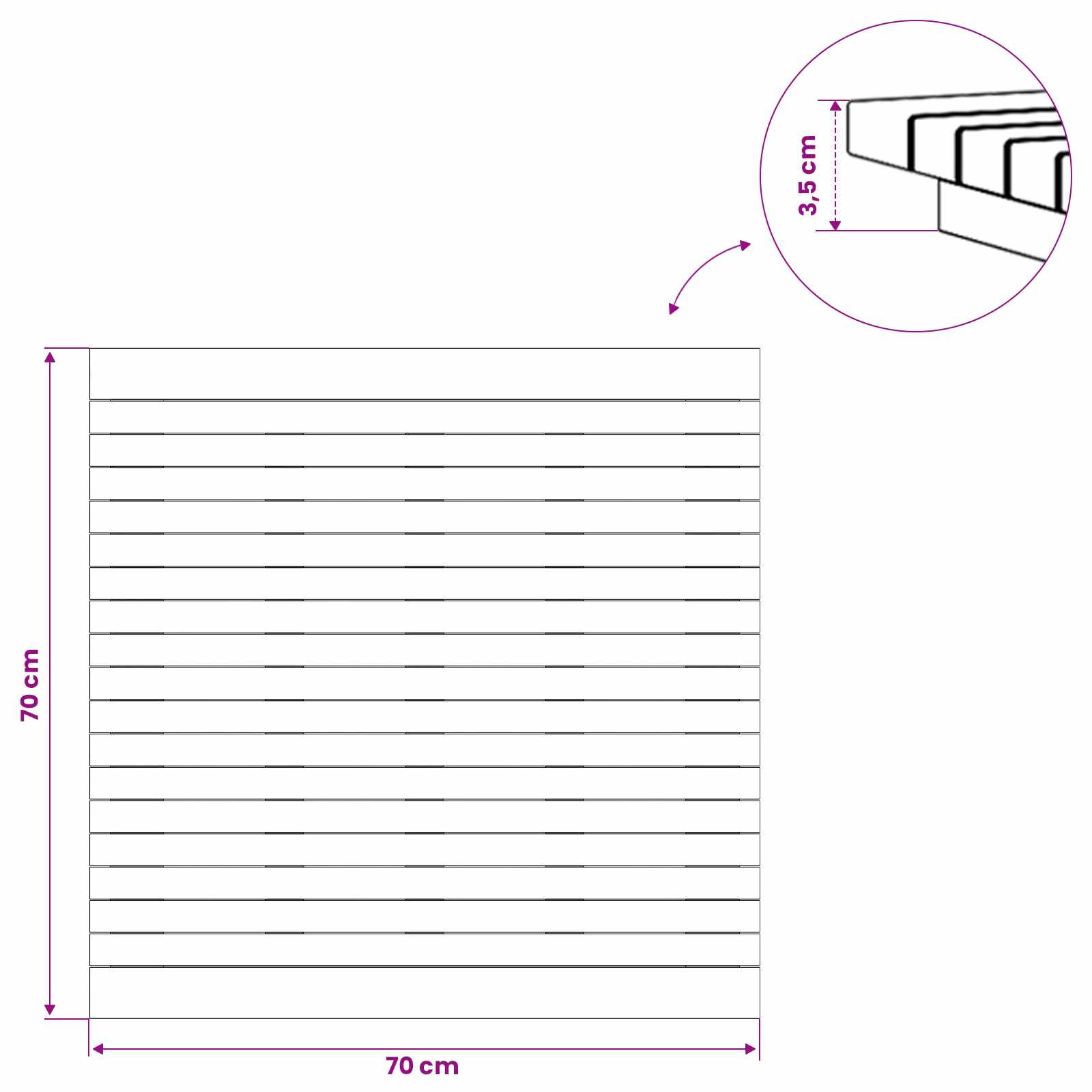 vidaXL Blat stołu 70 x 70 x 3,5 cm Kwadrat Lite drewno teakowe