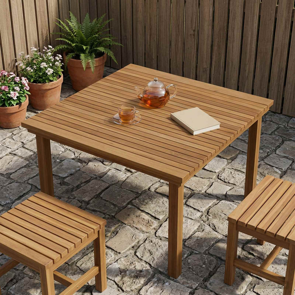 vidaXL Blat stołu 90 x 90 x 3,5 cm Kwadrat Lite drewno teakowe
