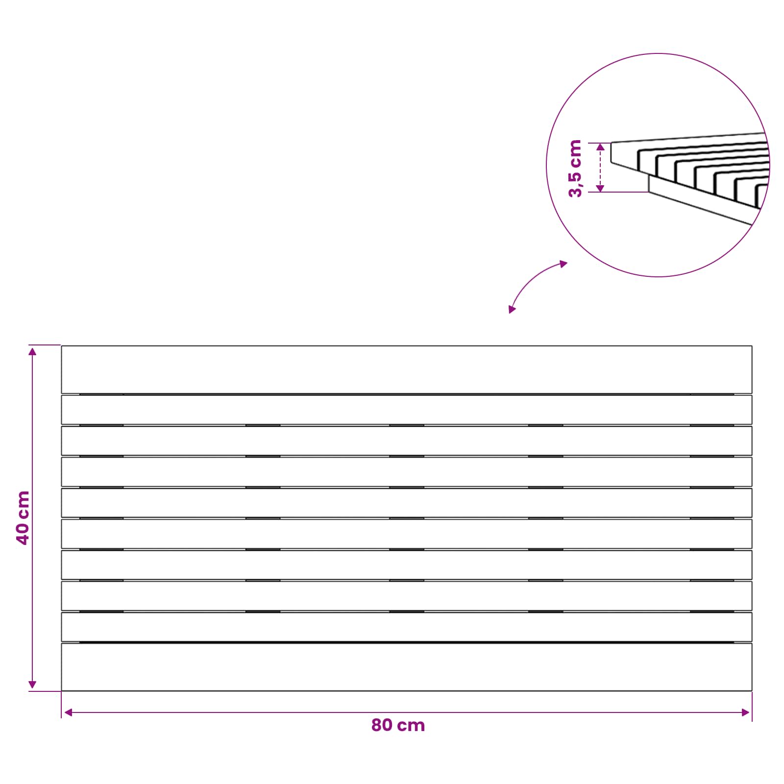 vidaXL Blat stołu 80 x 40 x 3,5 cm Prostokątny Lite drewno teakowe