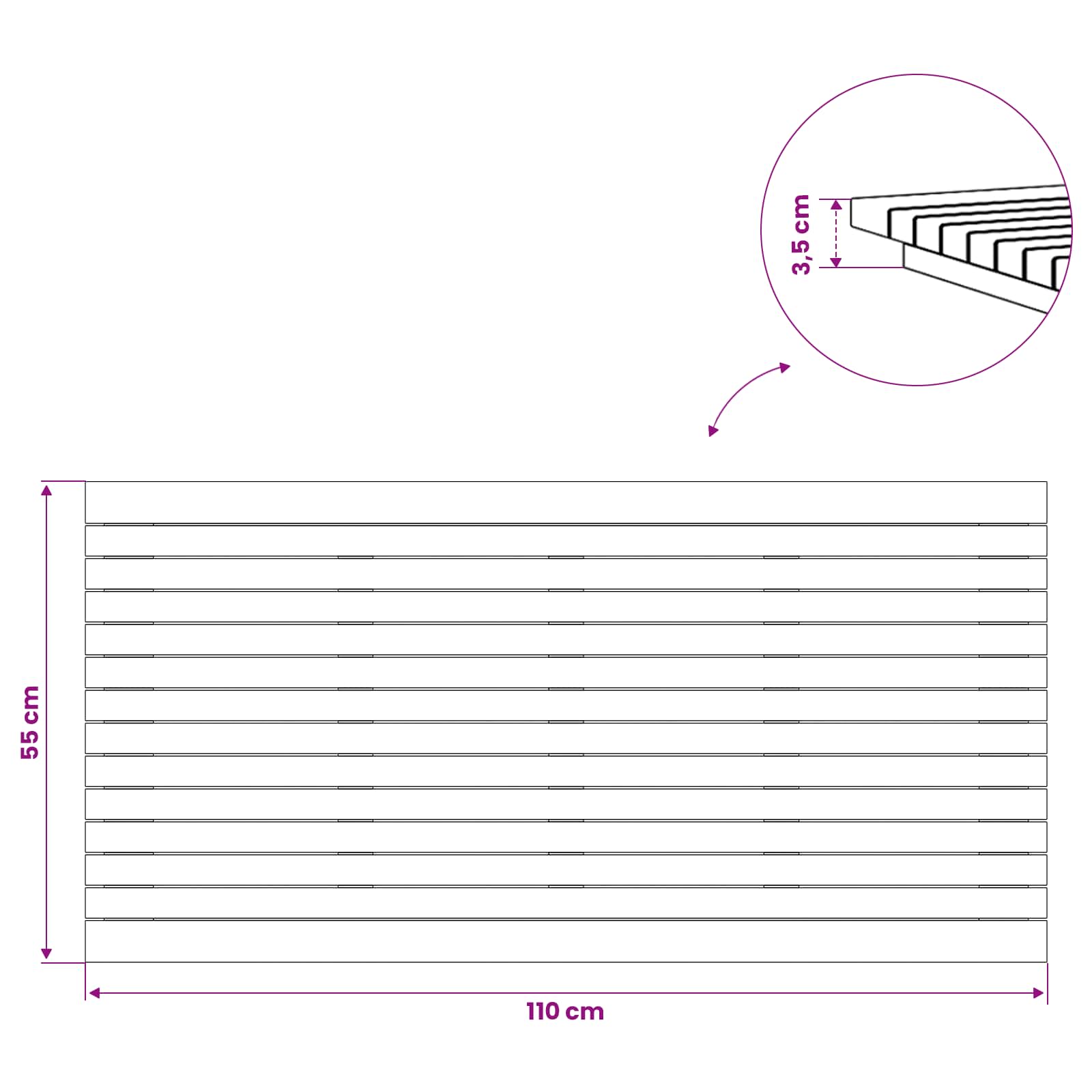 vidaXL Blat stołu 110 x 55 x 3,5 cm Prostokątny Lite drewno teakowe