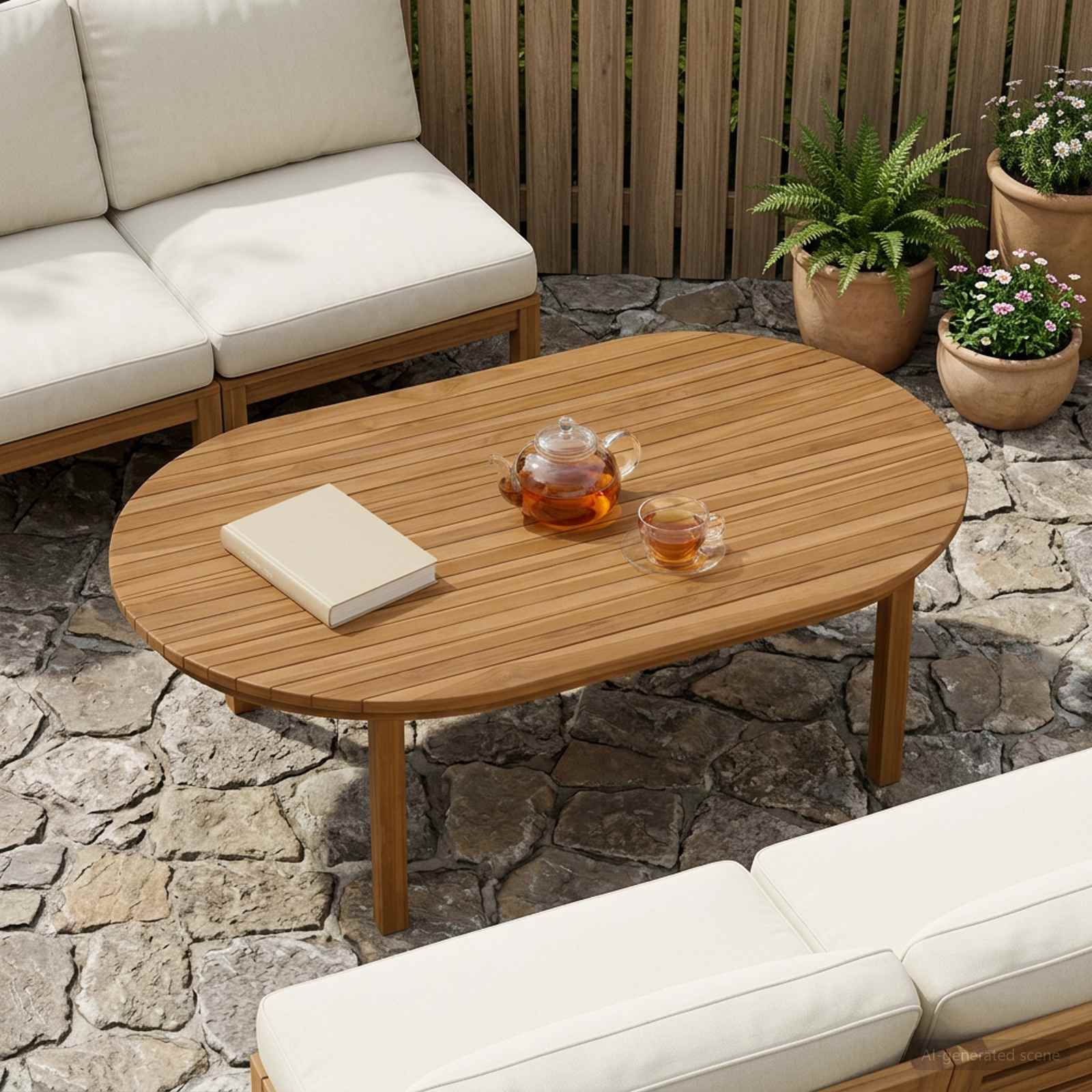 vidaXL Blat stołu 120 x 70 x 3,5 cm Owalny Lite drewno teakowe