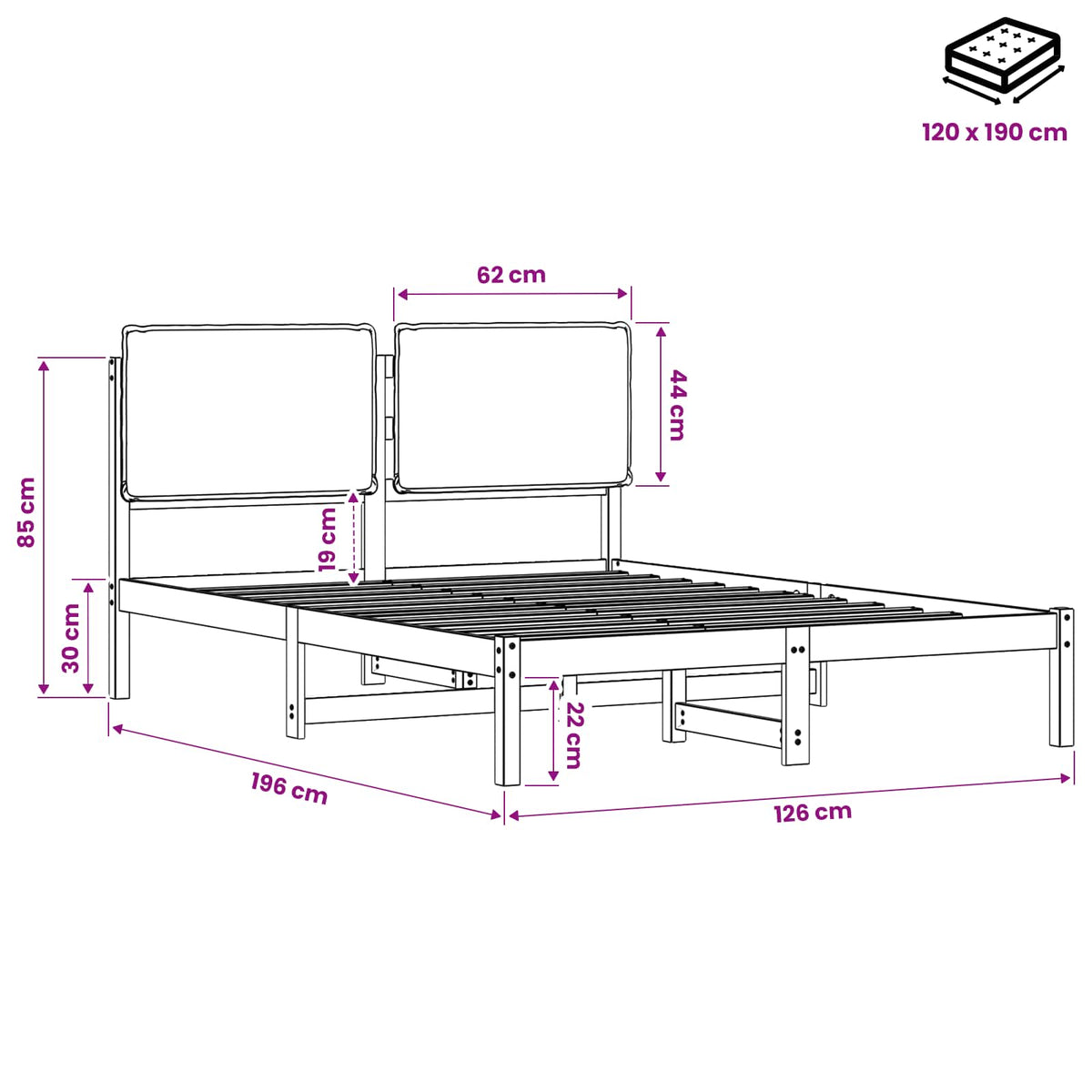 vidaXL Ramka łóżka z tapicerowanym wezgłowiem Naturalny i jasnoszary
