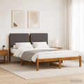 vidaXL Ramka łóżka z tapicerowanym wezgłowiem Naturalny i jasnoszary