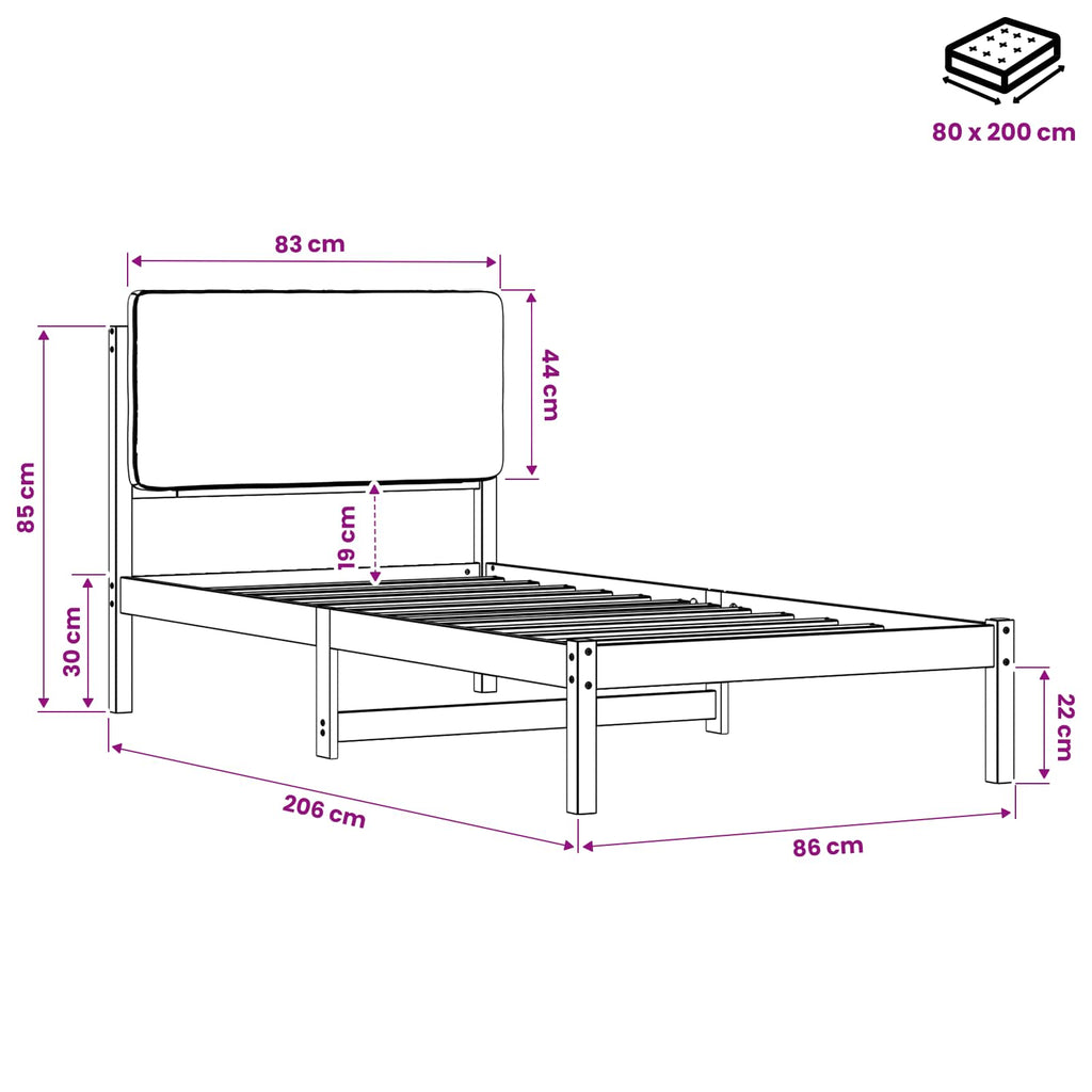 vidaXL Ramka łóżka z tapicerowanym wezgłowiem Naturalny i jasnoszary