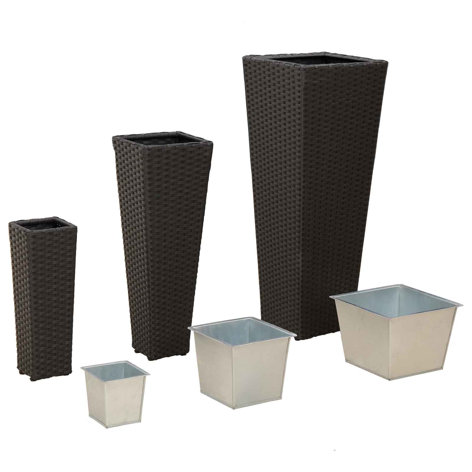 vidaXL Zestaw na świeżym powietrzu 3 pcs Czarny Metal