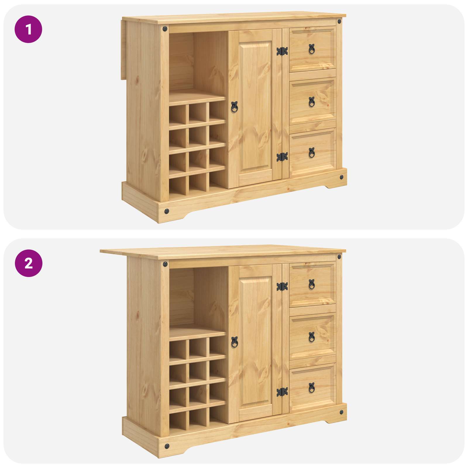 VidaXL Przechowywanie w kuchni Wosk miodowy 112 x 70 x 91,5 cm