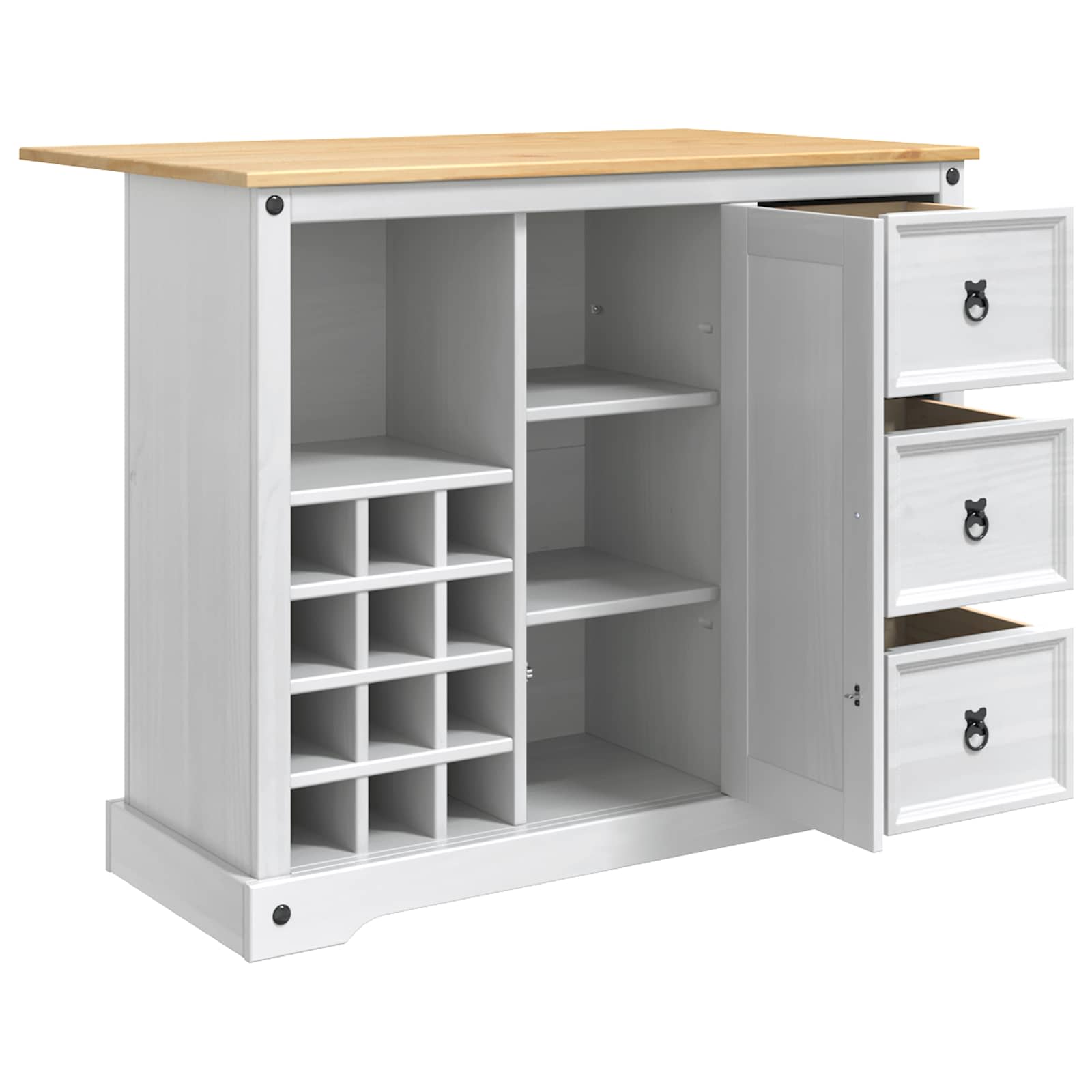 VidaXL Przechowywanie w kuchni Biały i wosk miodowy 112 x 70 x 91,5 cm