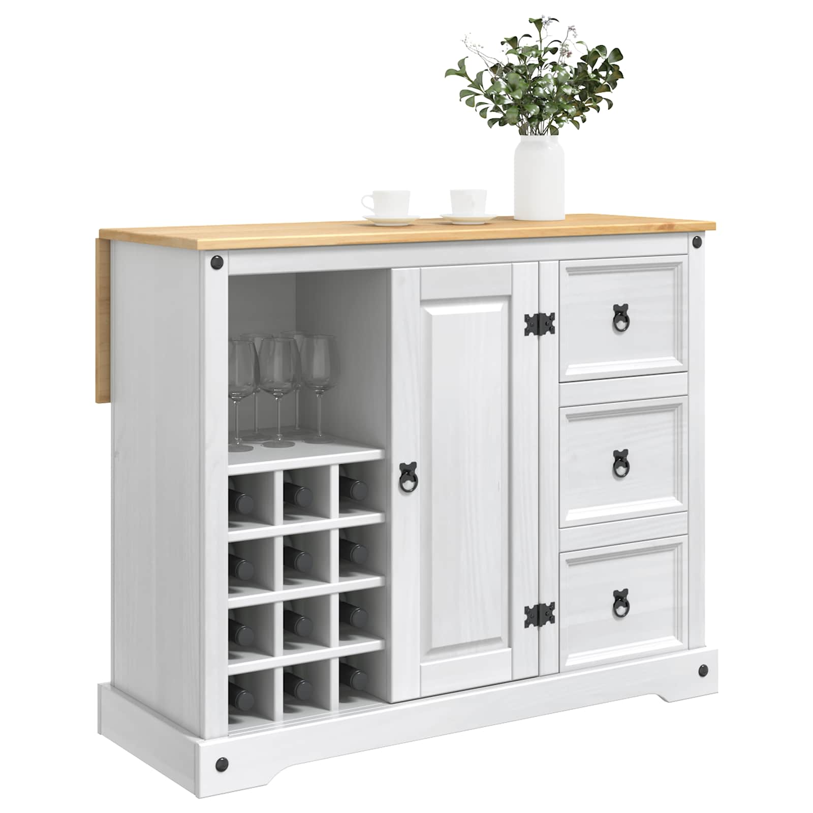 VidaXL Przechowywanie w kuchni Biały i wosk miodowy 112 x 70 x 91,5 cm