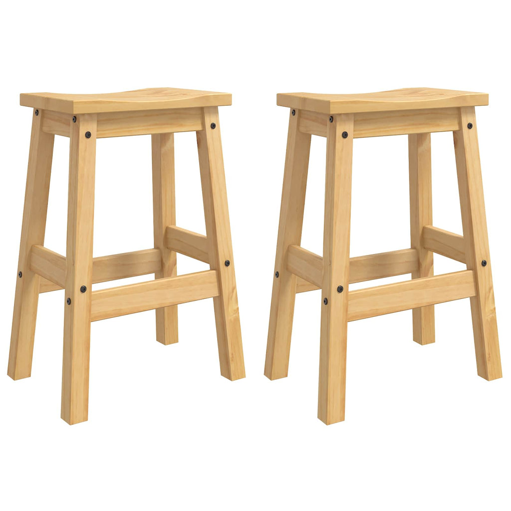 VidaXL Stołek barowy 2 pcs Wosk miodowy 44 x 30 x 63 cm Lite sosnowe