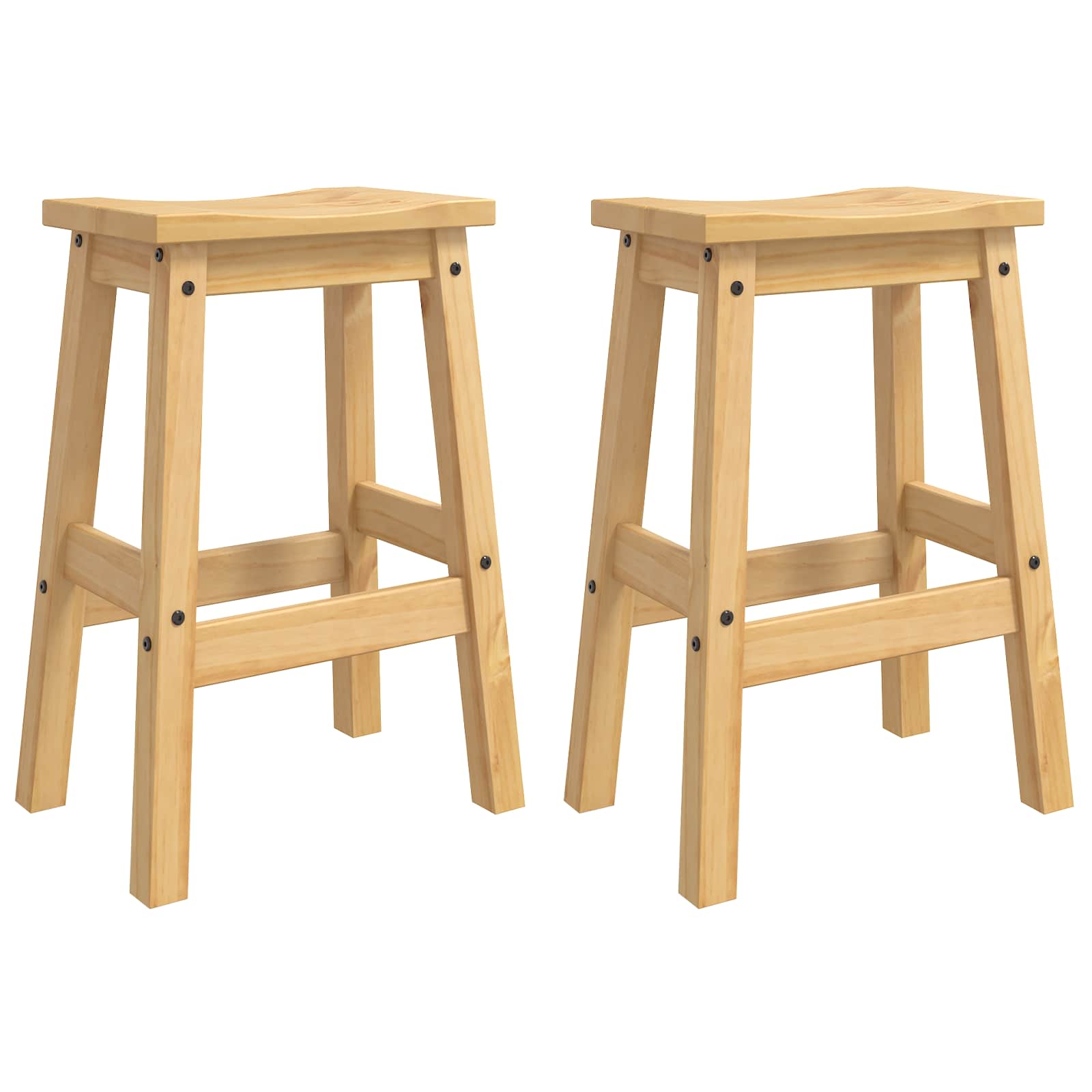 VidaXL Stołek barowy 2 pcs Wosk miodowy 44 x 30 x 63 cm Lite sosnowe