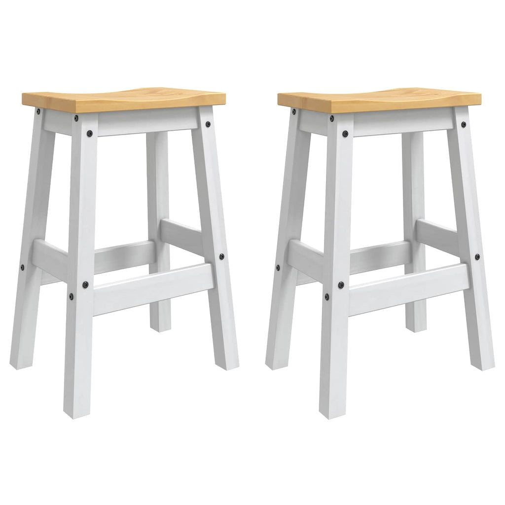 VidaXL Stołek barowy 2 pcs Biały i wosk miodowy 44 x 30 x 63 cm