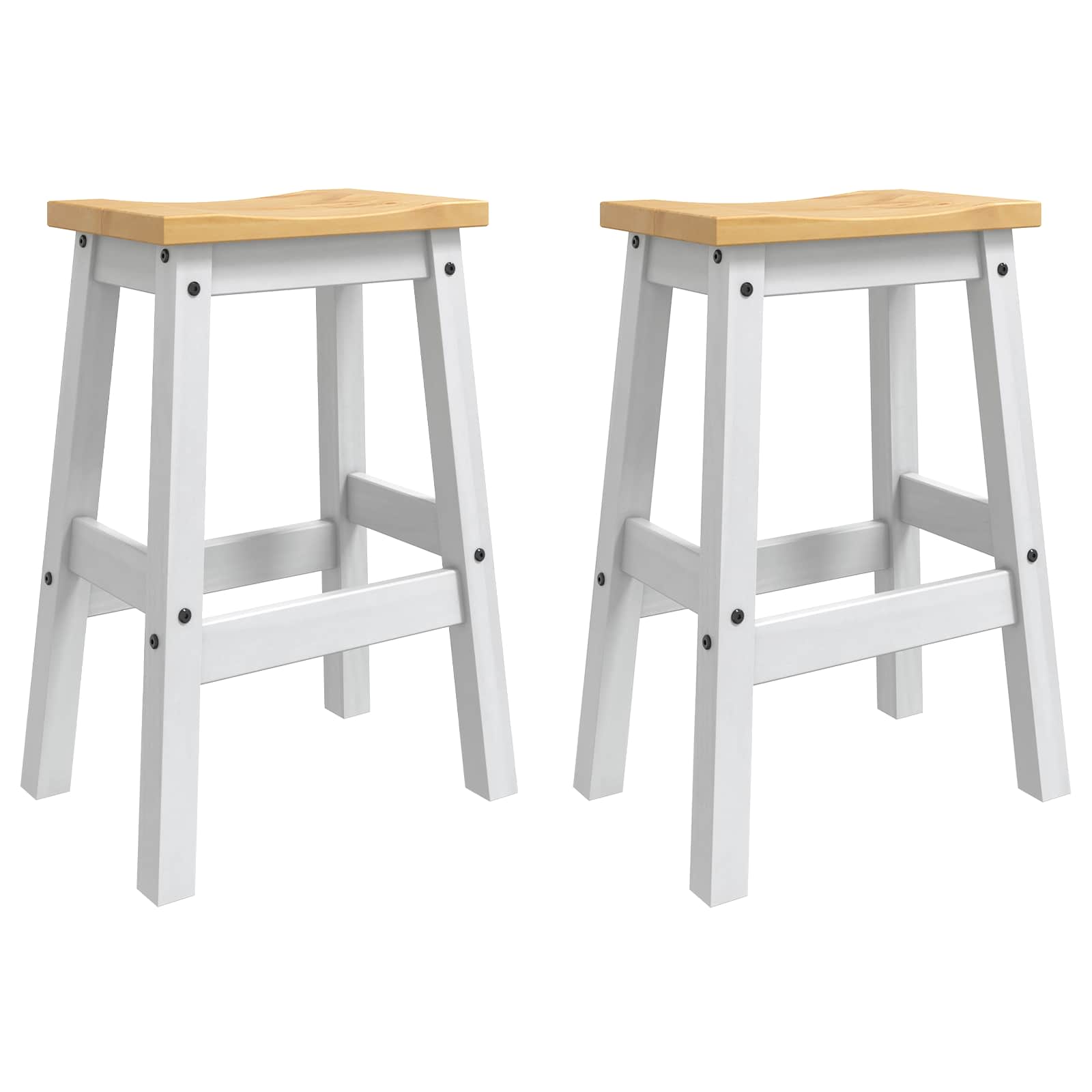 VidaXL Stołek barowy 2 pcs Biały i wosk miodowy 44 x 30 x 63 cm