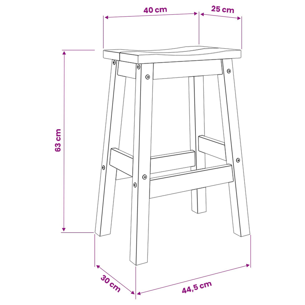 VidaXL Stołek barowy 2 pcs Biały i wosk miodowy 44 x 30 x 63 cm