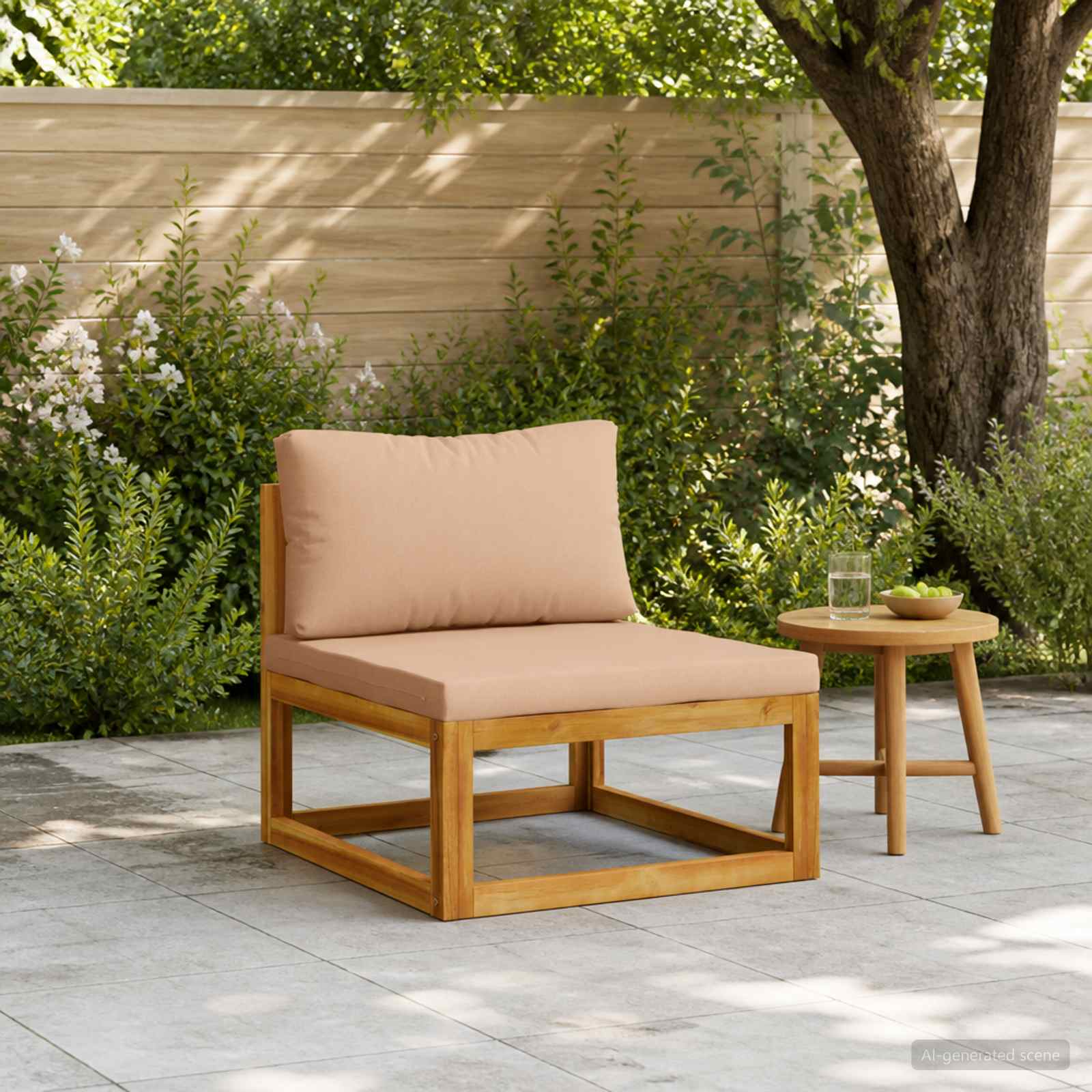 vidaXL Środkowa sofa modułowa z poduszkami Lite Drewno Akacji