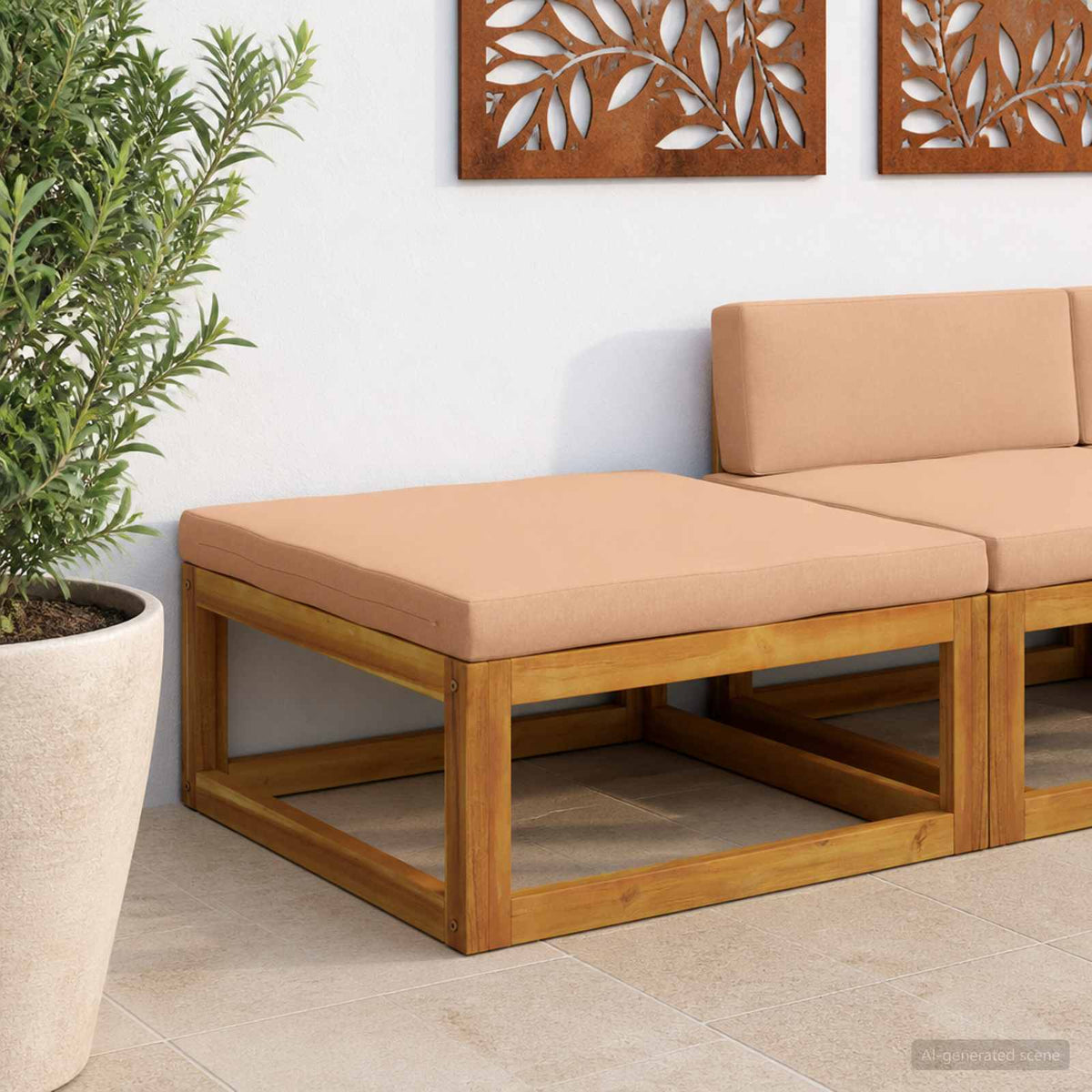 vidaXL Modułowy podnóżek z poduszkami Lite Drewno Akacji naturalny