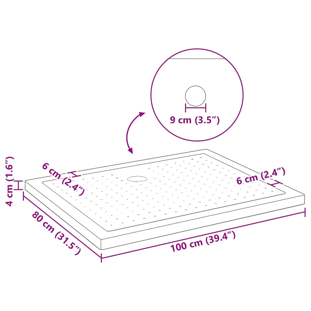 vidaXL Brodzik prysznicowy z kropeczkami 100 x 80 x 4 cm ABS Czarny