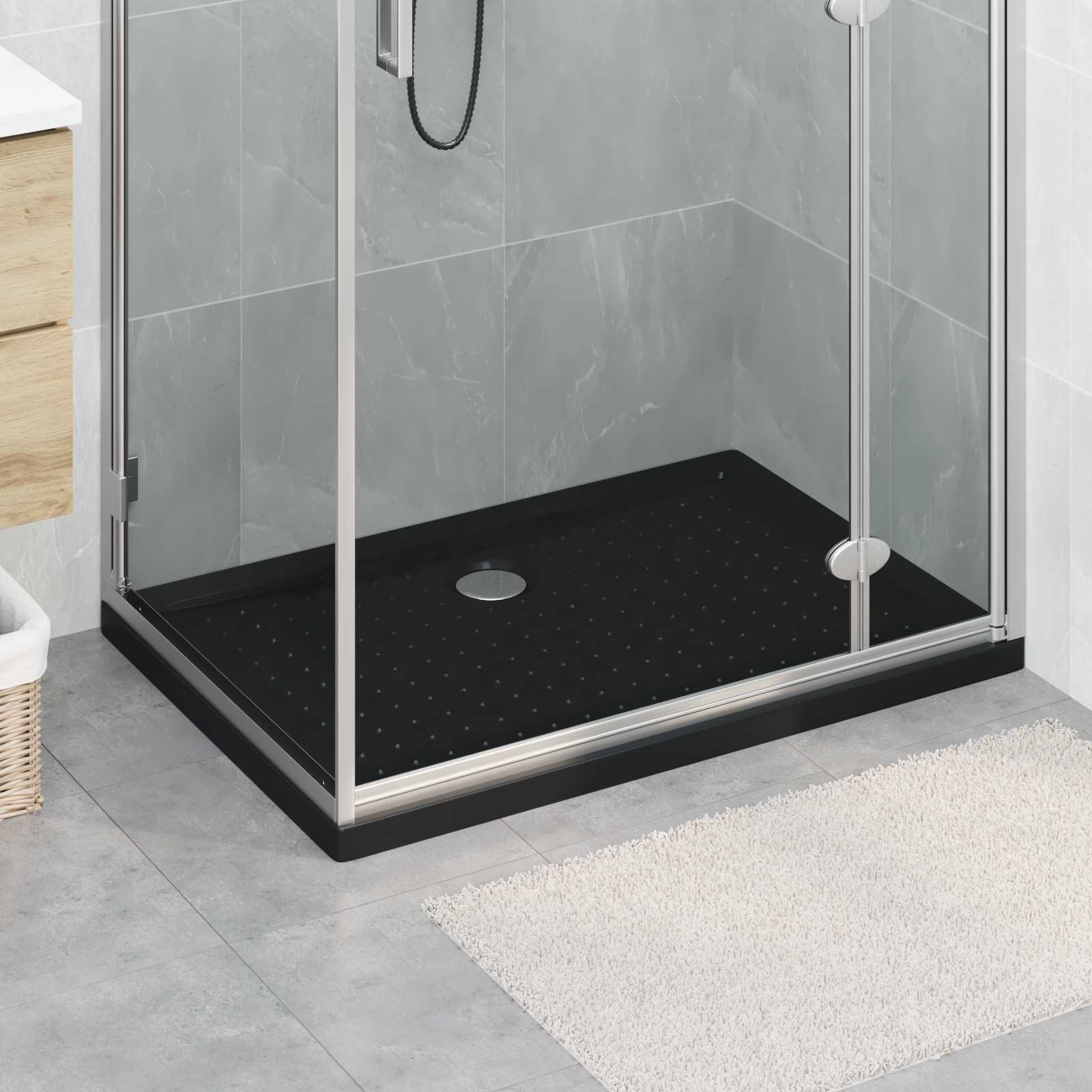 vidaXL Brodzik prysznicowy z kropeczkami 100 x 70 x 4 cm ABS Czarny