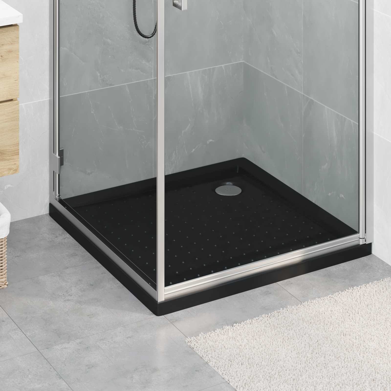 vidaXL Brodzik prysznicowy z kropeczkami 80 x 80 x 4 cm ABS Czarny