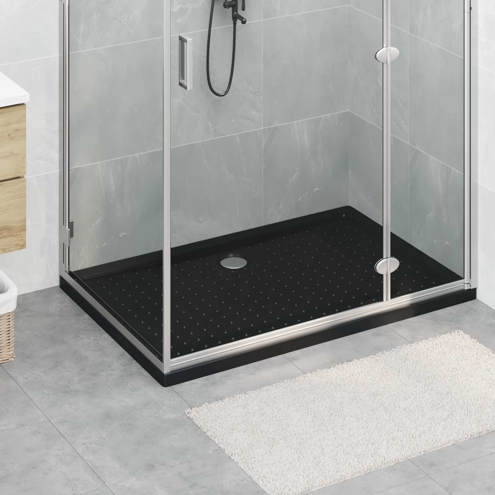 vidaXL Brodzik prysznicowy z kropeczkami 120 x 80 x 4 cm ABS Czarny